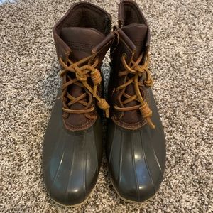 Sperry brown leather womens duck boot size 8